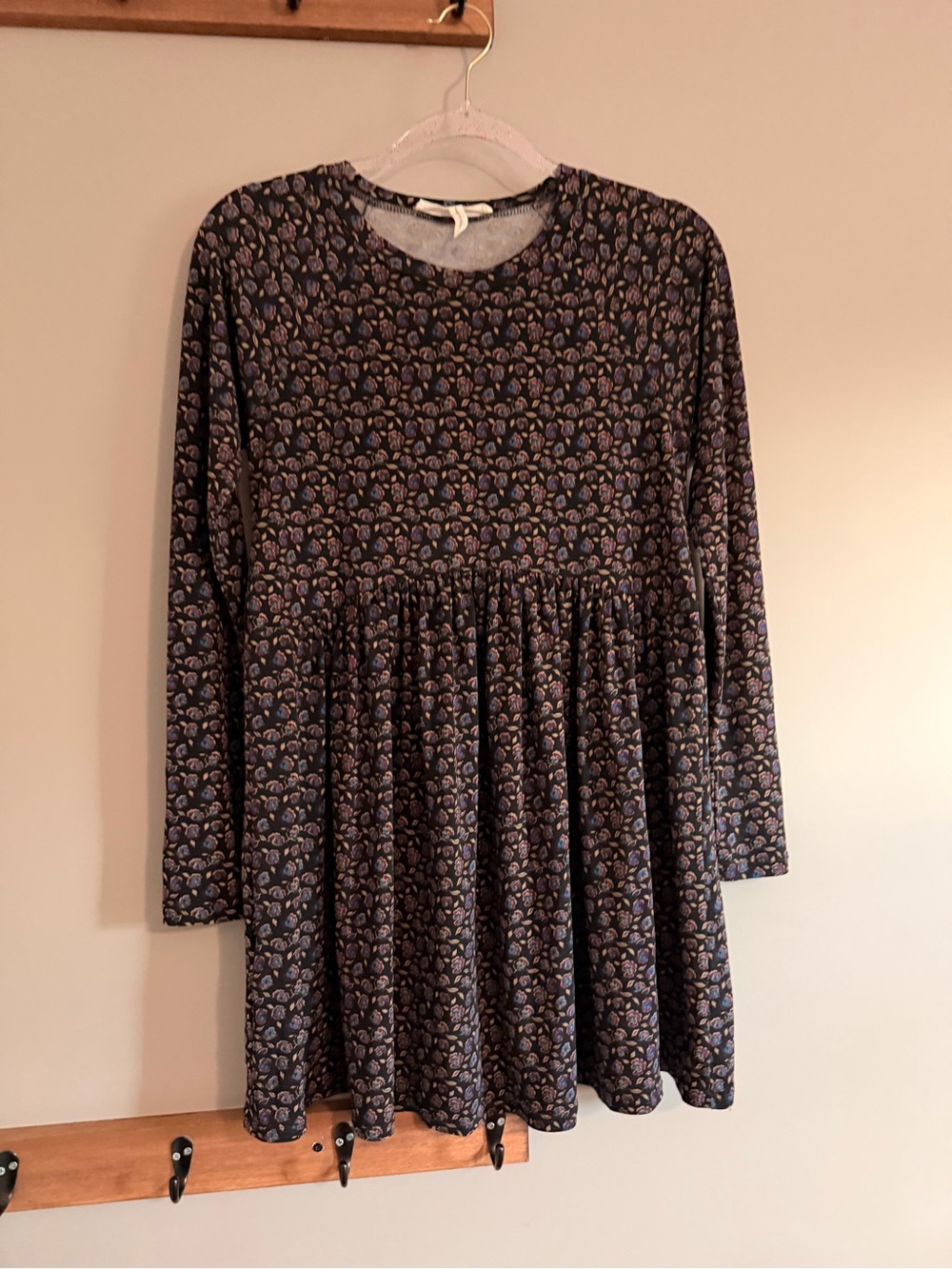 BCBGeneration black Floral Long Sleeve Peplum Dress